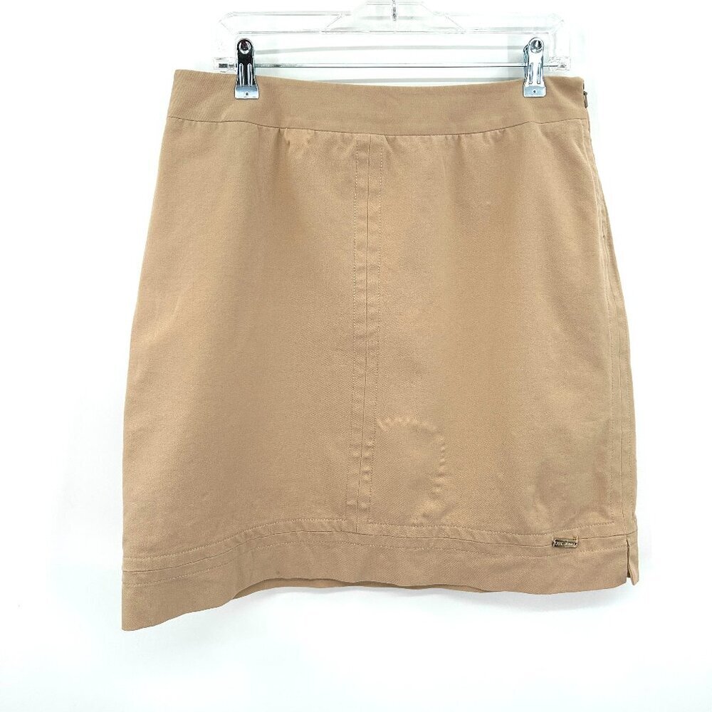 ST. JOHN Sport *Flawed* Vintage Khaki Tan Office Mini Skort Skirt Size 12